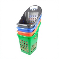 Panier de courses en plastique à roulettes avec 1 poignée et 4 roues, capacité de 60 L, panier de supermarché portable durable