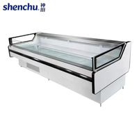 Vitrine Réfrigérée Commerciale pour Viandes Fraîches, Présentoir Réfrigéré pour Supermarché pour Porc, Bœuf, Mouton et Plats Cuisinés