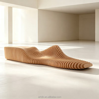 Banco de Madera con Diseño Paramétrico Y522, Asiento Moderno Escultural de Madera Contrachapada para Vestíbulo, Oficina, Espacio Público, Muebles Comerciales