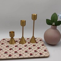 Ensemble de bougeoirs coniques en métal noir et or, design géométrique moderne, grands chandeliers pour la décoration de table de mariage et de la maison