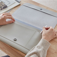 Sac pour ordinateur portable en cuir PU avec logo personnalisé, fermeture à boucle, unisexe, organiseur de portefeuille A4 et porte-carnet