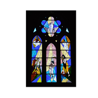Vitrail stratifié en verre trempé pour église, fenêtre en plomb coloré pour mosquée, inserts pour porte fenêtre