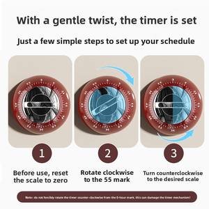 Minuteur mécanique magnétique avec compte à rebours maximal de 60 minutes pour une utilisation en cuisine, matériau plastique, bureau, réfrigérateur - Product Image 4