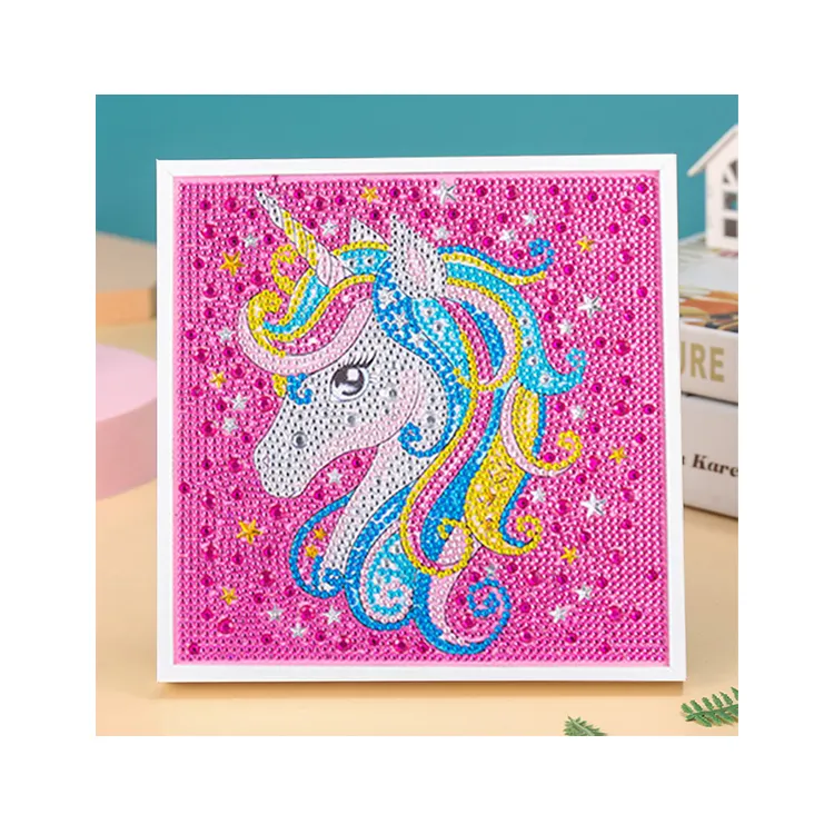 Marco DE FOTOS pintura de diamantes para niños Diy creativo diamante arte artesanías mosaico bordado encantador Animal Arco Iris caballo