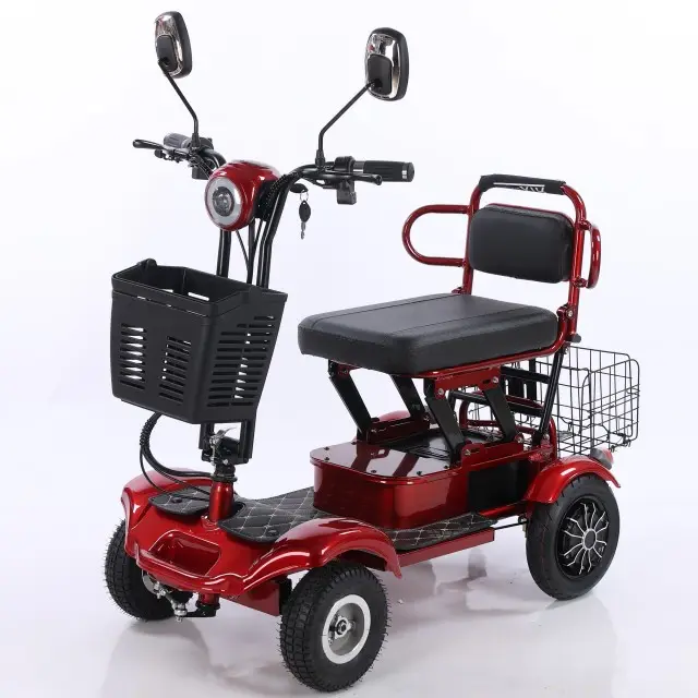 Katlanabilir dört tekerlek 350W Motor Motor kurşun asit pil elektrikli handikap Scooter