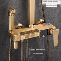 Ensemble de douche en bronze antique avec douchette pressurisée pour salle de bain, ensemble complet