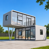 Maison conteneur préfabriquée en acier respirante modulaire à double couche 20ft 40ft, Maison capsule intelligente de luxe, Modèle 3D pour Atelier/Villa