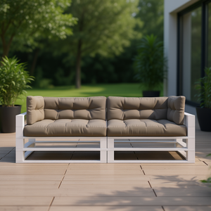 Taupe Fabric Outdoor Pallet <b>Cushions</b> <b>Rectangular</b> Quilted Removable Washable All Season Use - Product Image 2