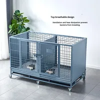 Cage pour chien pliable en métal solide et simple, pour chiens de taille moyenne à grande, utilisation intérieure/extérieure, niche de reproduction avec isolation mère-enfant