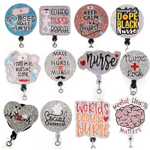 Wholesale Medical Bling Retractable Badge Holder Pull reel,5 Pieces