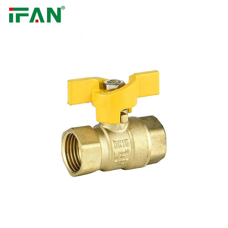 Válvula de gas de latón con manija de mariposa hembra