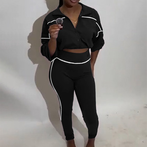 Lässige Frau Crop Jacke und Jogging hose 2-teiliges Set Yoga Legging Damen Sport bekleidung Zweiteilige Herbst enge Hosen <span class=keywords><strong>Outfits</strong></span> für Frauen - Product Image 2