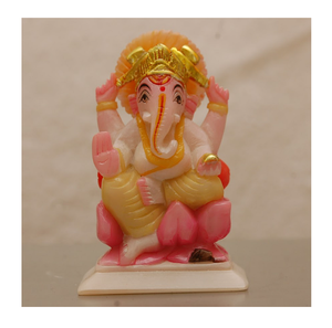 รูปปั้นพระพิฆเนศหินอ่อนสีขาววาดด้วยมือรูปปั้นพระพิฆเนศทำมือทาสีหินอ่อน - Product Image 1