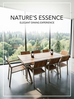 Table de salle à manger extérieure carrée moderne, durable, imperméable, extensible, en plastique, bois et métal, finition naturelle, mobilier d'extérieur pour hôtels
