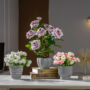 Plantes artificielles en pot, fausses roses, jasmin, anthurium blanc, bonsaï, verdure décorative, fleurs pour la maison, le bureau, la table - Product Image 2
