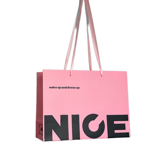 Bolsa de Papel Kraft Marrón de Lujo con Estampado Dorado Rosa Niebla Suave en Stock para Compras de Gama Alta para Mujer - Product Image 4