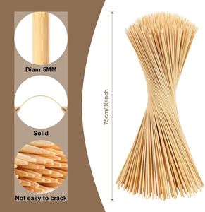 Brochettes en bambou biodégradables écologiques pour barbecue, 300 mm, surface lisse, résistantes à la chaleur, antiadhésives, couleur naturelle - Product Image 2