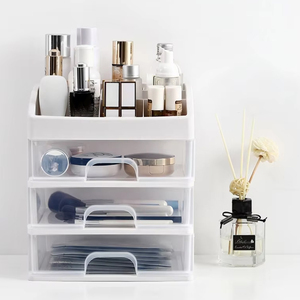 Bán buôn đa chức năng nhựa trong suốt Máy tính để bàn ngăn kéo 3 lớp trang điểm tổ chức mỹ phẩm lưu trữ đồ trang sức hộp container - Product Image 2