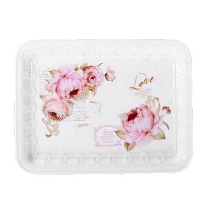 Juego de servir de boda de flores rosas, diseño personalizado, Gran bandeja rectangular de melamina blanca elegante, individual para alimentos, precio de fábrica al por mayor - Product Image 2
