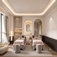 Salon de coiffure au style minimaliste personnalisé avec lit de beauté et décoration intérieure complète pour salon de beauté