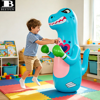 Sac de frappe gonflable écologique bleu clair pour enfants, cible de boxe robuste en forme de T-Rex pour tout-petits, jouet pour jouer en extérieur et en intérieur