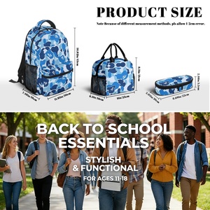 Mochila con estampado completo <span class=keywords><strong>FACEBOOK</strong></span> HOT SELL, estuche para lápices escolar, bolsa de almuerzo moderna para estudiantes, niños y niñas, paquete de 3, bolsa para <span class=keywords><strong>parejas</strong></span> - Product Image 5