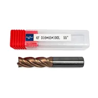 Fraise à queue en carbure monobloc à haute hélice 55 degrés D16*45*100L, 4 dents, pour usinage CNC d'acier moulé, d'acier au carbone et d'acier allié