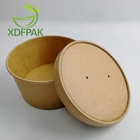 Adapté aux besoins du client de papier à mur unique salade bols avec couvercles En papier Kraft papier de salade bol rond sortir emballage jetable bol à soupe