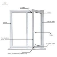Fabrication leader en Chine de fenêtres de remplacement en vinyle Double balançoire PVC profil battante fenêtre upvc fenêtre et porte