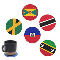 Vente flash - Sous-verre à boisson avec drapeau des Caraïbes, design personnalisé, rond, en cuir, antidérapant, sous-verre avec drapeau jamaïcain pour les fêtes