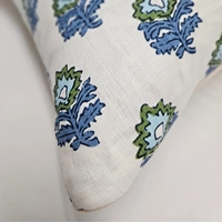 Housse de coussin décorative en coton 100% à imprimé bloc bleu-vert, motif floral indien, pour canapé et chambre à coucher