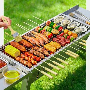 Parrilla Portátil de Carbón de Acero Inoxidable, Parrilla de Barbacoa Plegable de Sobremesa con Estantes Laterales para Acampar y Hacer Picnic al Aire Libre - Product Image 4