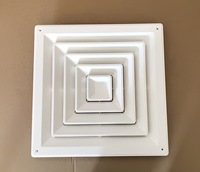 Diffuseur de plafond carré en ABS épaissi 400x400mm, grille d'aération HVAC à 4 voies avec adaptateur de conduit rond de 150mm pour bureau et maison