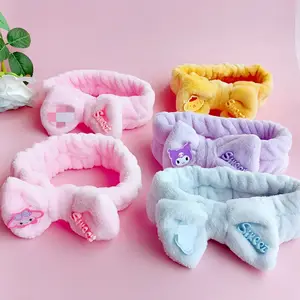 Uunjoy-banda para el pelo Sanrio de anime kawaii, lazo de pelo de felpa de innamoroll, maquillaje para la cara