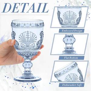 Verres à vin bleus <span class=keywords><strong>champagne</strong></span>, gobelets vintage, verres à eau et à jus colorés en relief – Vente en gros pour mariages et fêtes, best-seller - Product Image 4