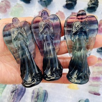 Vente en gros de statues de déesse arc-en-ciel Fluorite ange Fluorite vierge marie sculpture en cristal pour la décoration intérieure