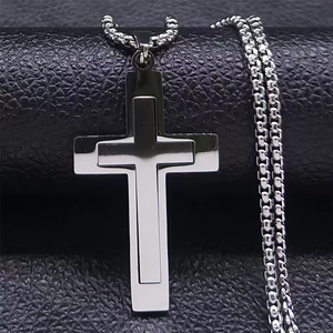 Aço inoxidável Cruz Pingente Cadeia Colar para Homens Cristo <span class=keywords><strong>Jesus</strong></span> Jóias Católica Crucifixos Rosários Acessórios - Product Image 2