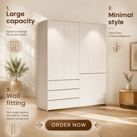 Système de dressing intégré haute capacité, armoire sur mesure à panneaux plats du sol au plafond avec tiroirs multicouches