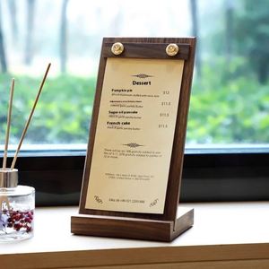 ที่วางเมนูไม้วอลนัทสำหรับตั้งโต๊ะ ร้านกาแฟ ป้ายเมนูไม้ ที่หนีบใบเสร็จ ร้านอาหาร ที่จัดระเบียบเมนู - Product Image 2