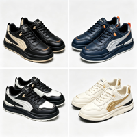 Chaussures de marche pour hommes à lacets en PU avec bordure contrastante, imperméables, à semelle compensée en caoutchouc, largeur large, pour le bureau, vente en gros