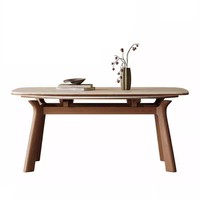 Table à manger rectangulaire pliable en bois massif réglable, design moderne pour les espaces compacts