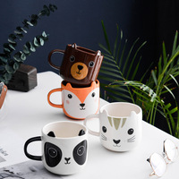 Mug à thé en céramique écologique, tasse mignonne en forme d'animal, gobelets à glace avec oreilles d'ours