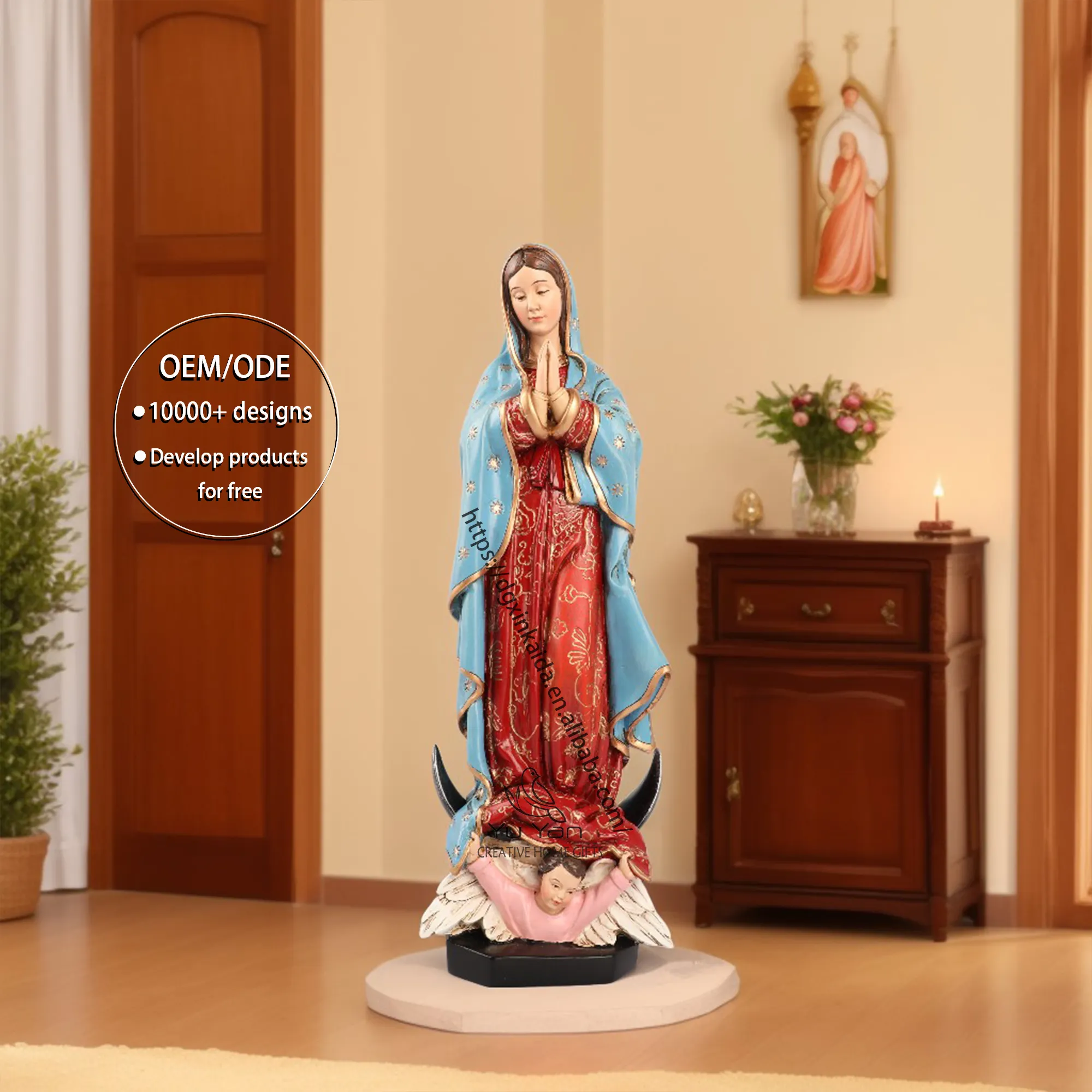 تمثال كاثوليكي ديني بالجملة من المصنع هدايا الصداقة للنساء تمثال برونزي لسيدة غوادالوبي
