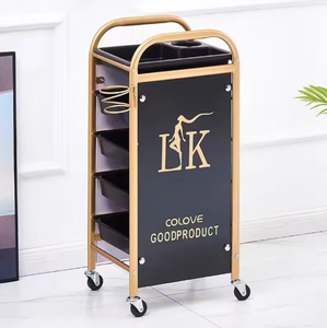 Carrito de Peluquería Desmontable, Carrito Auxiliar Dorado para Estilistas con Ruedas Universales, Sin Enredos para el Cabello - Product Image 2