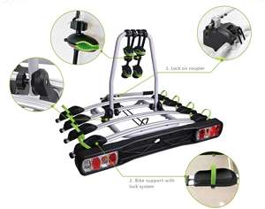 Porte-vélos monté sur barre de remorquage de nouvelle conception pour 4 vélos pour l'Europe, usine chinoise - Product Image 2