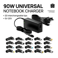 Pengisi Daya Laptop USB-C Universal 90W dengan 20 Tip Pengganti Adaptor AC untuk Dell HP Acer Asus Lenovo IBM Toshiba Samsung MacBook