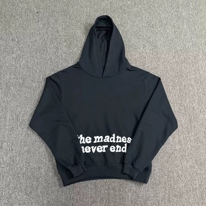 Sweat-shirt à capuche oversize vintage imprimé mousse sport marron déchiré style streetwear américain pour homme - Product Image 2