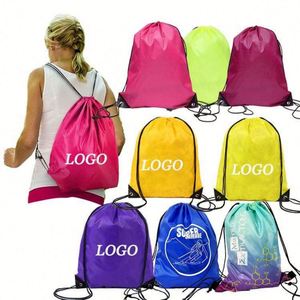 Sac à dos personnalisé en toile de polyester grande capacité avec cordon de serrage, poignée en corde et fermeture épaule pour le sport, les voyages et le rangement en extérieur - Product Image 1