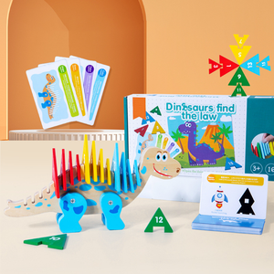 ของเล่นโต๊ะไม้สำหรับเด็กฝึกทักษะการคิดเชิงตรรกะตัวเลขการรับรู้สีลายไดโนเสาร์ - Product Image 5