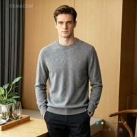 Pull-over en cachemire pur à 100 %, col rond, manches longues, coupe classique, doux, pour homme, vente en gros OEM